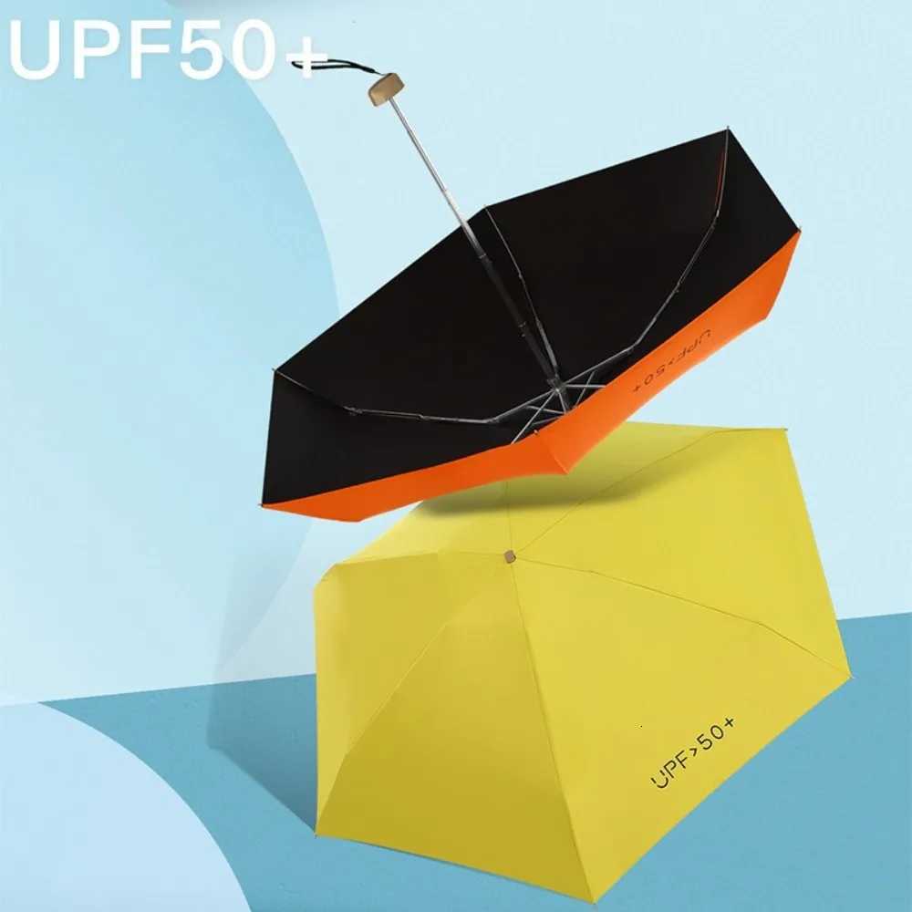 Flat Five Fold Umbrella Ultra Light Mini Umbrella Sun Umbrella Black Rubber Sun Protection Umbrella Compact Pocket UmbrellaM251122