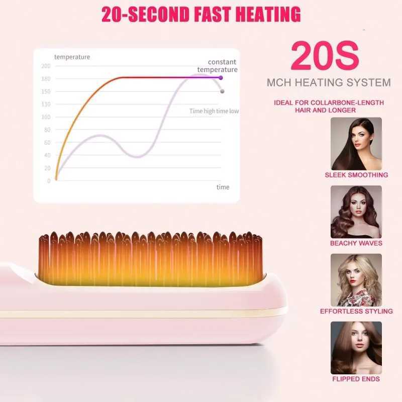 HOT-SALEPortable Mini LCD Display Wireless Hair Straightening Brush-199 Million Negative Ions CombT251122