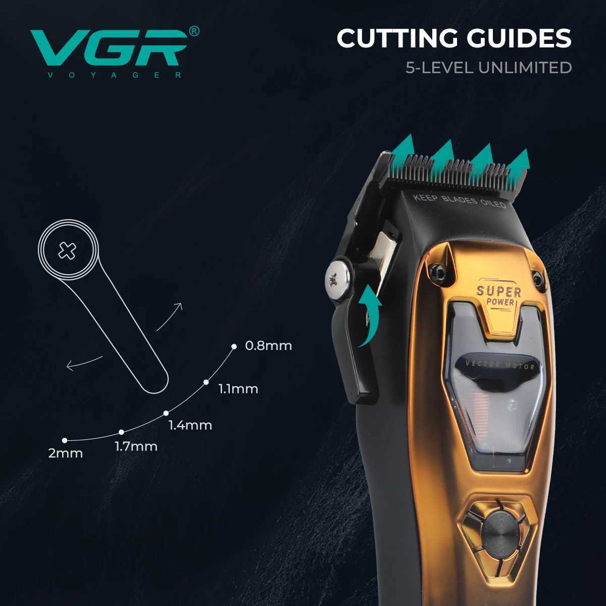 VGR Hair Clipper Professional Hair Cutting Machine Barber Vector Motor Cordless Trimmer 11000 RPM Metal Clipper for Men V-668 W251122