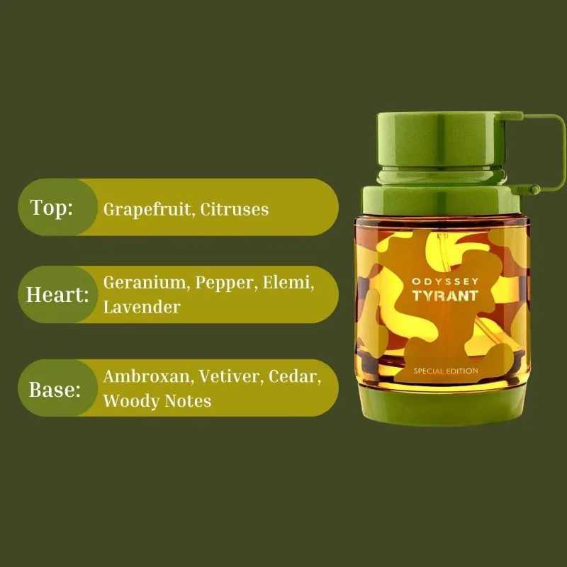 100ml Arab Perfumes Armaf Odyssey Tyrant Eau de Parfum Spray Lasting Oriental Woody Pheromones Perfume Cologne Makeup J251122