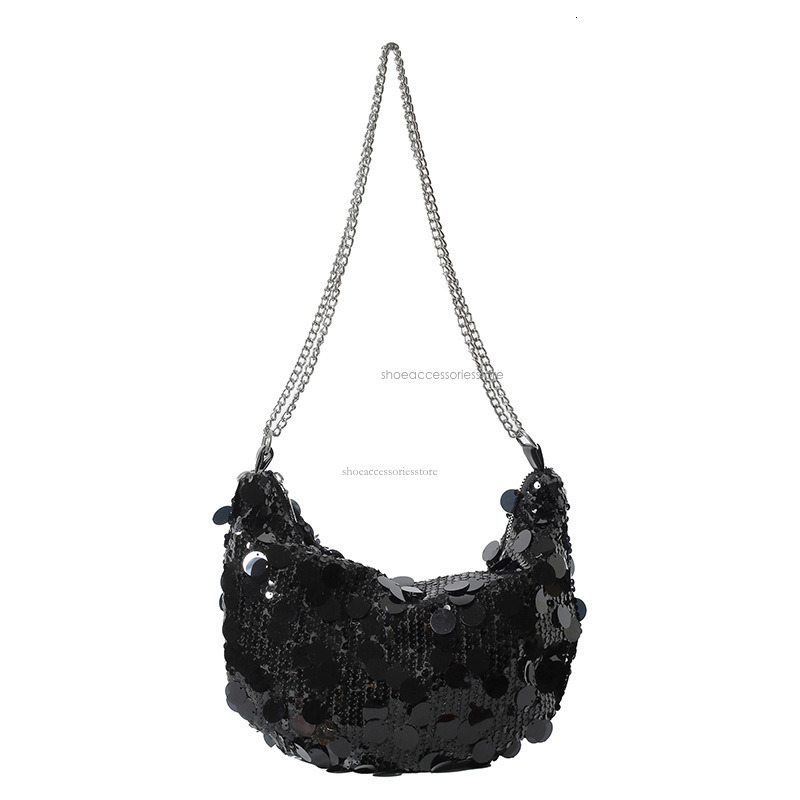 2025 New Light Luxury Women's Handbag Small Fashion Glitter Underarm Saddle Bag Fashion Single Shoulder Crossbody Bag Women's Bag Style
