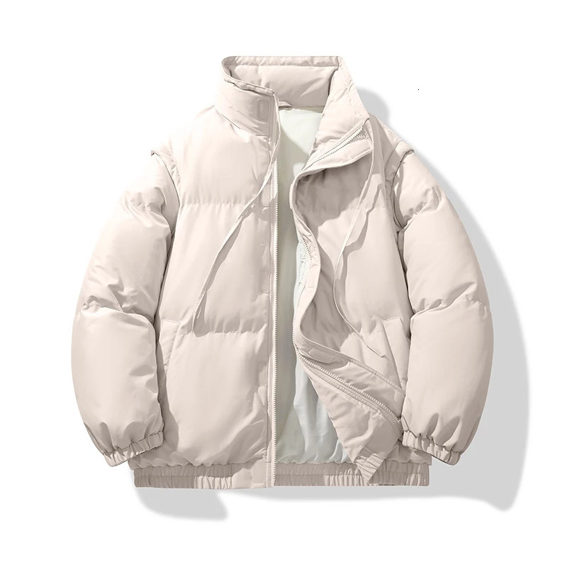 High Quality Mens Down Jacket Casual Fashion Solid Color Outdoor Sports Windproof Warm Stand Collar Coat Cotton 251110