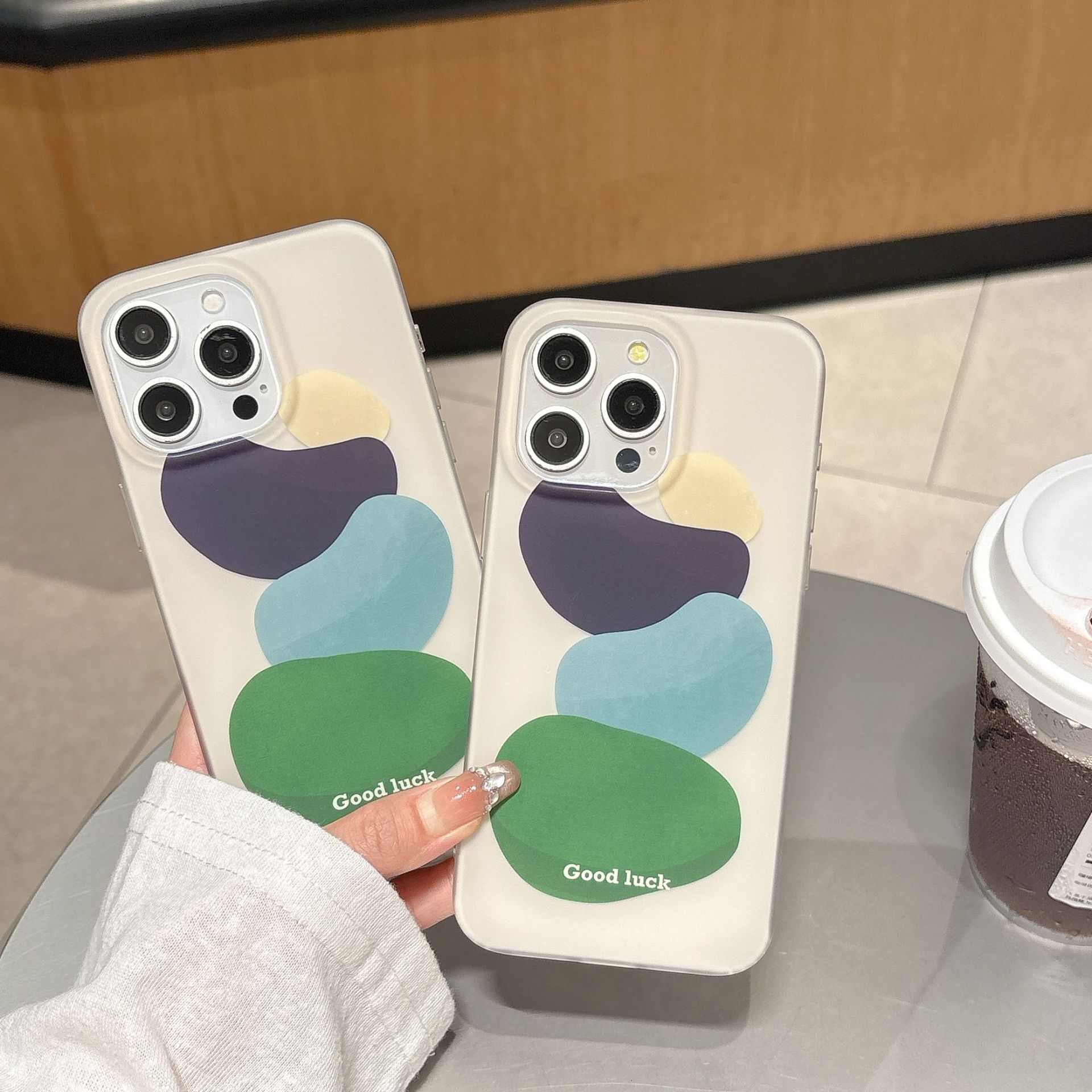 Yellow Green Blue Block Phone Case Compatible with iPhone 16/15 Pro Max INS Matte Protective Cover New Model