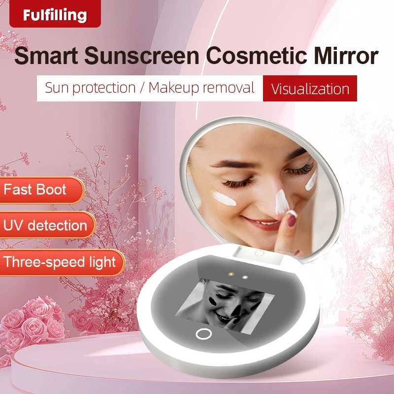 Smart Sunscreen Led Light Portable Makeup Mirror Uv Camera Visual Face Sunscreen Makeup Mirror M251122