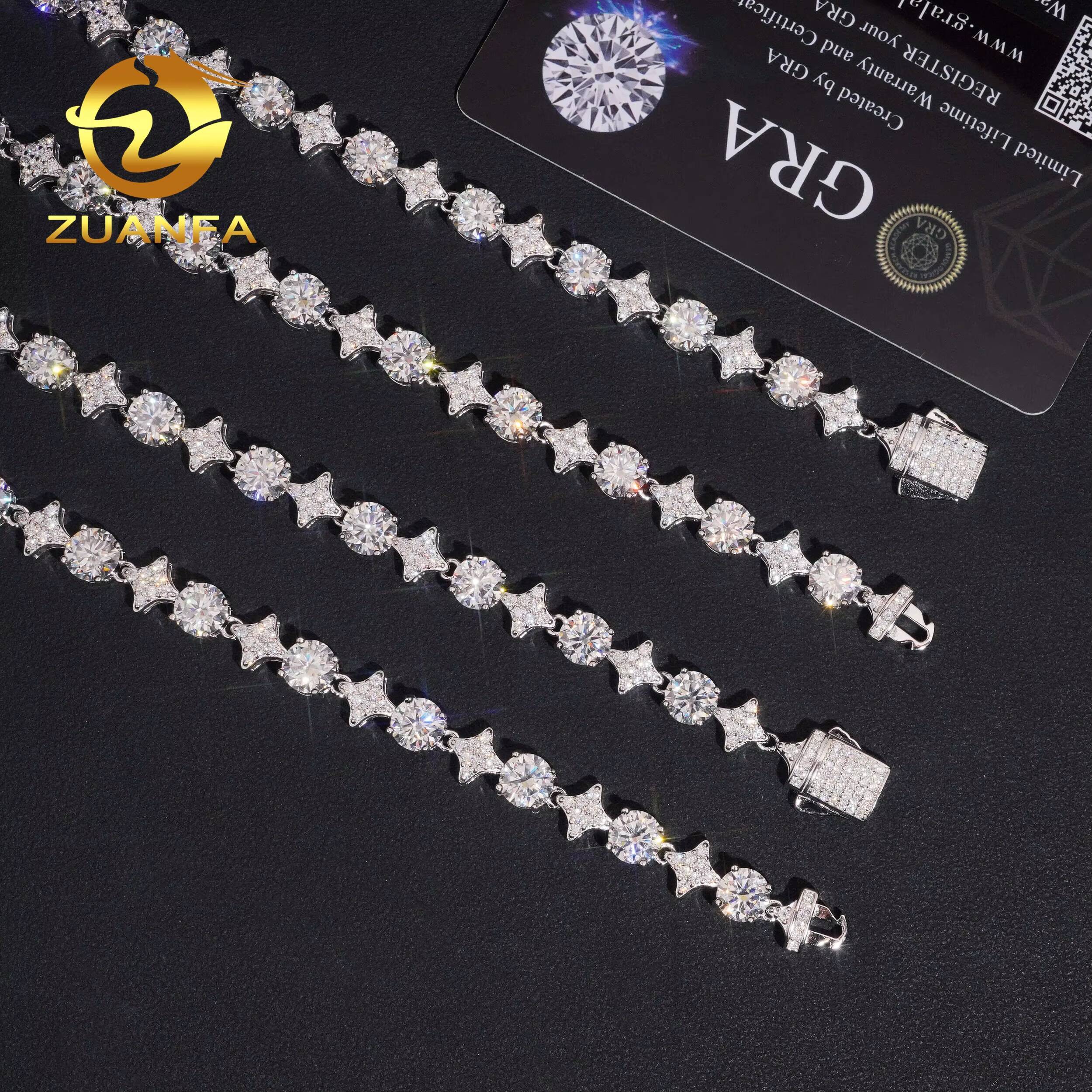 Fashion Jewelry High Quality Iced Out Star 925 Sterling Silver Moissanite Diamond Tennis Chain Necklaces