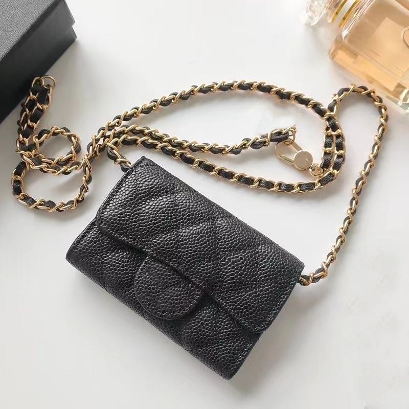 Classic Designer Caviar Crossbody Coin Purses Bags Lady Handbags Purse Womens Luxury Shoulder Mini Headphone Bag Black Chains Letter Leather Purse Handbag