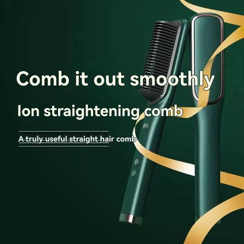 A74G-Electric Curling Comb Dual-Purpose Negative Straightening Comb Hair-Safe Inward Curling Iron EU PlugT251122