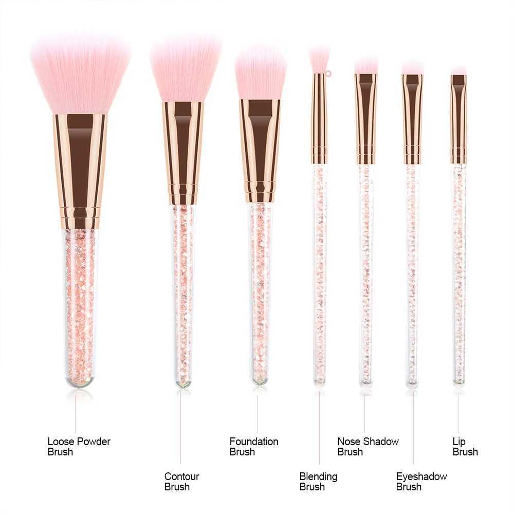 7pcs Pink Crystal Handle Professional Makeup Brushes Creative Portable Multifunctional Cosmetic Brush For Making Up Supply C251122