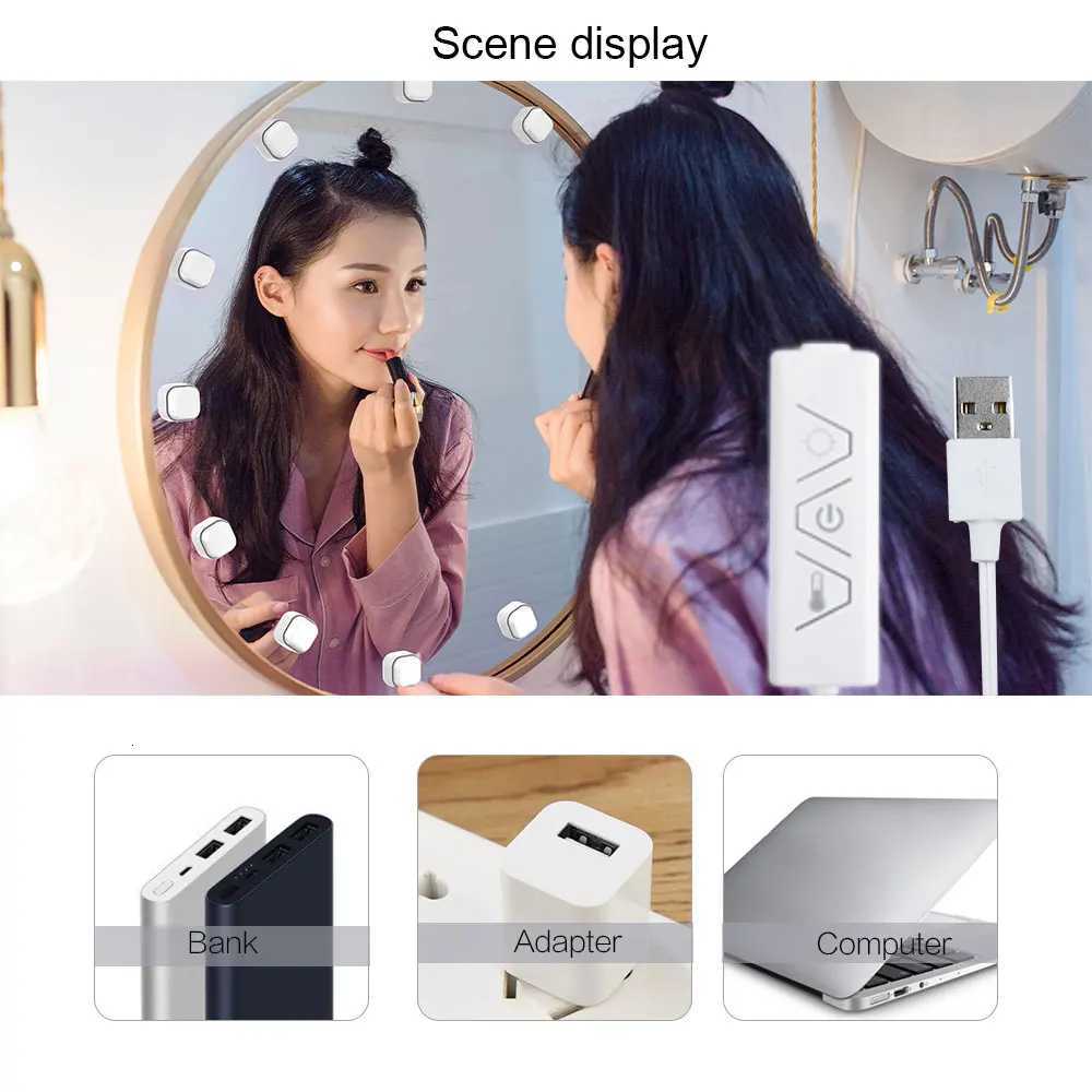 Makeup Mirror LED Vanity Light Bulbs USB 9 Color Temperature Dimming Vanity Lights for Bathroom Dressing Table Mirrors Lighting M251122