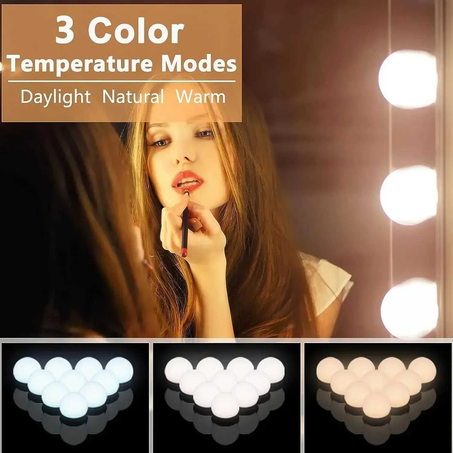 5V LED Makeup Mirror Light Dressing Table Lamp Dimmable Home Bedroom Bathroom Mirror Decoration Wall Light Bulb Kit 10pcs M251122