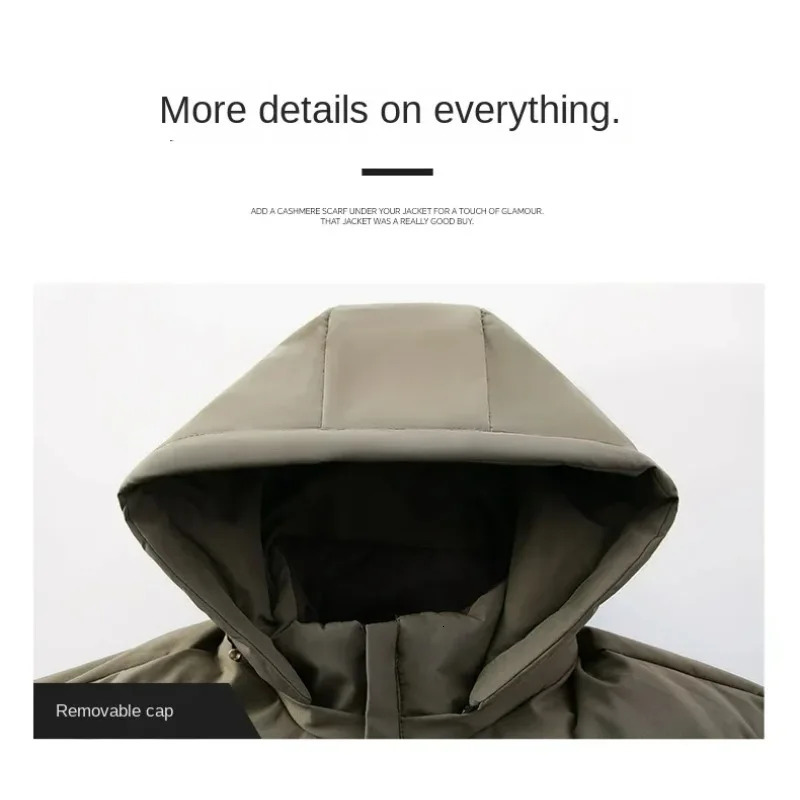 Mens Down Jacket Autumn Winter Solid Color Windproof Warm Thickened Casual Business Hooded Coat Men Simple padded Clothing 251110