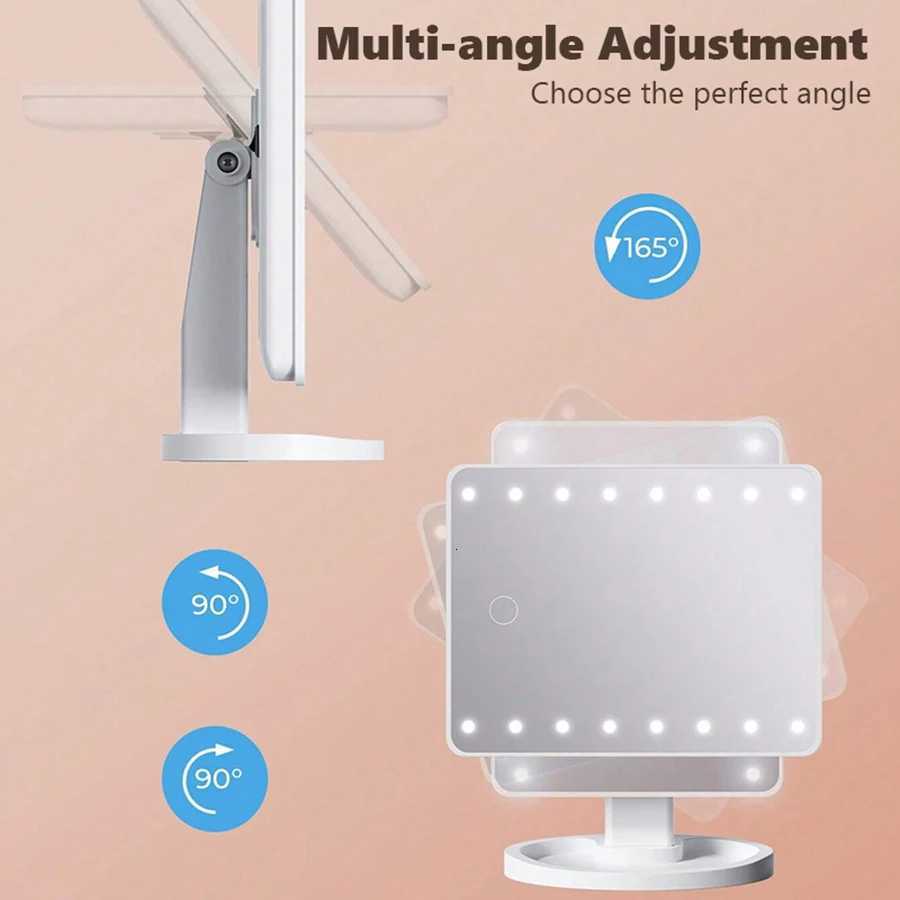 16 LED Light Vanity Mirror with Storage Base - 360 Rotating Touch-Sensitive Desktop Makeup Mirror Dimmable Lighting M251122