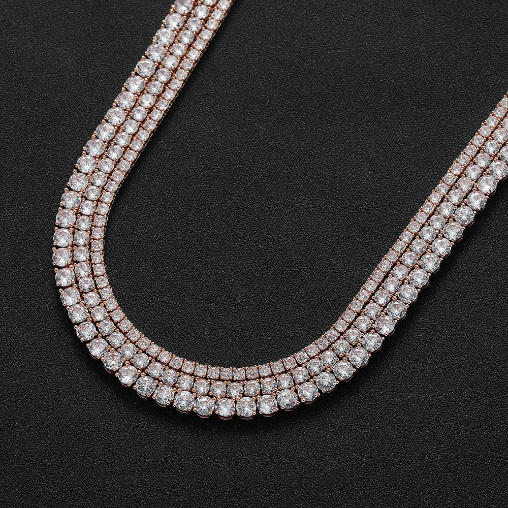 Unisex Rose Gold Color Tennis Chain Necklace Fashion Accessory BC241 250420