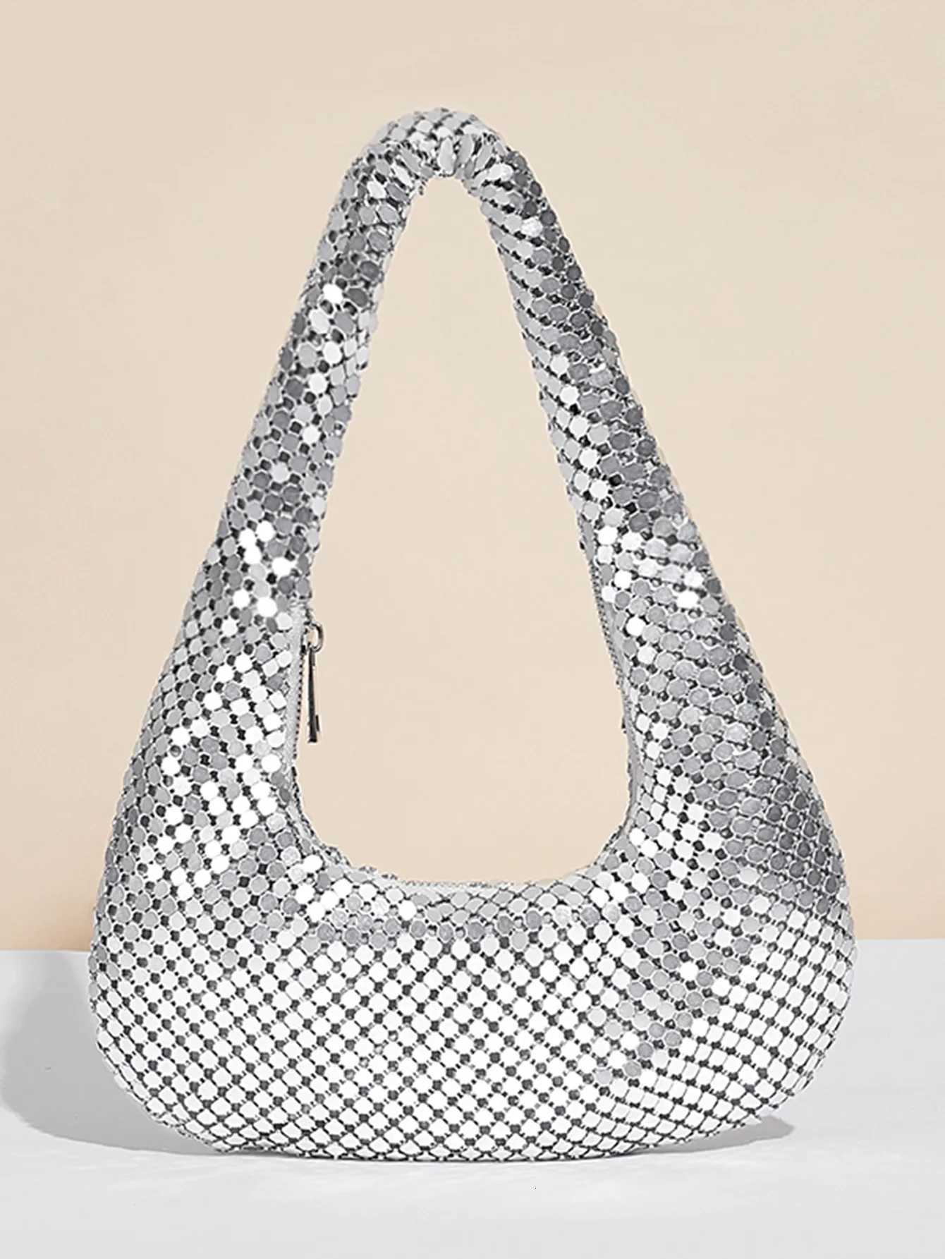 Ladies High-End Glittering Metal Underarm Bag Shiny Diamond Aluminum Sheet Clutch Shoulder Bag for Party Evening Nightclub K251121