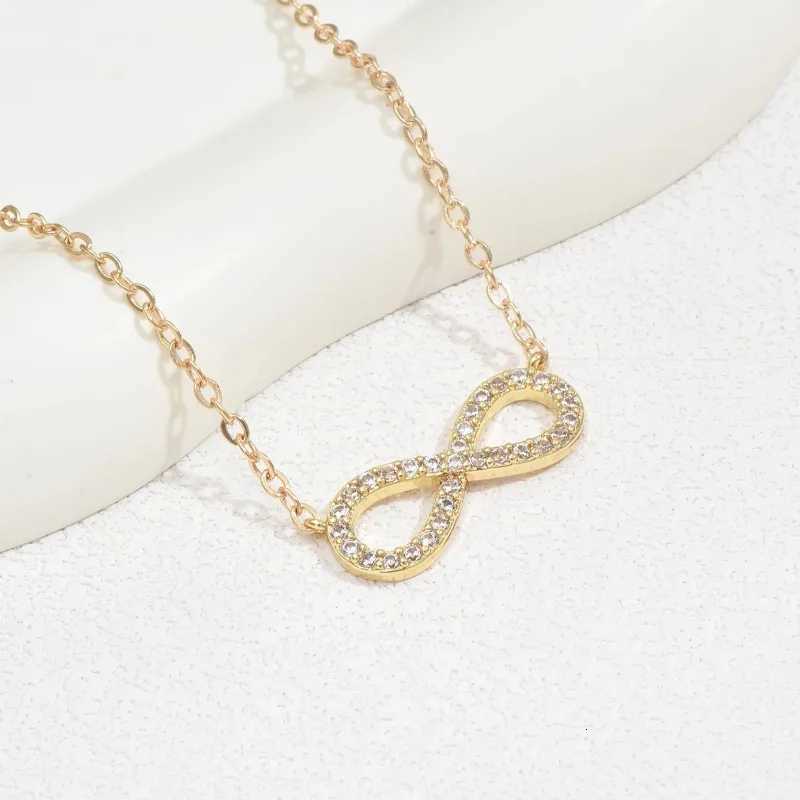 Fashion Simple Stainless Steel Infinity Pendant Necklace for Women Classic Lucky Zircon Love You Forever Jewelry Birthday GiftT251122