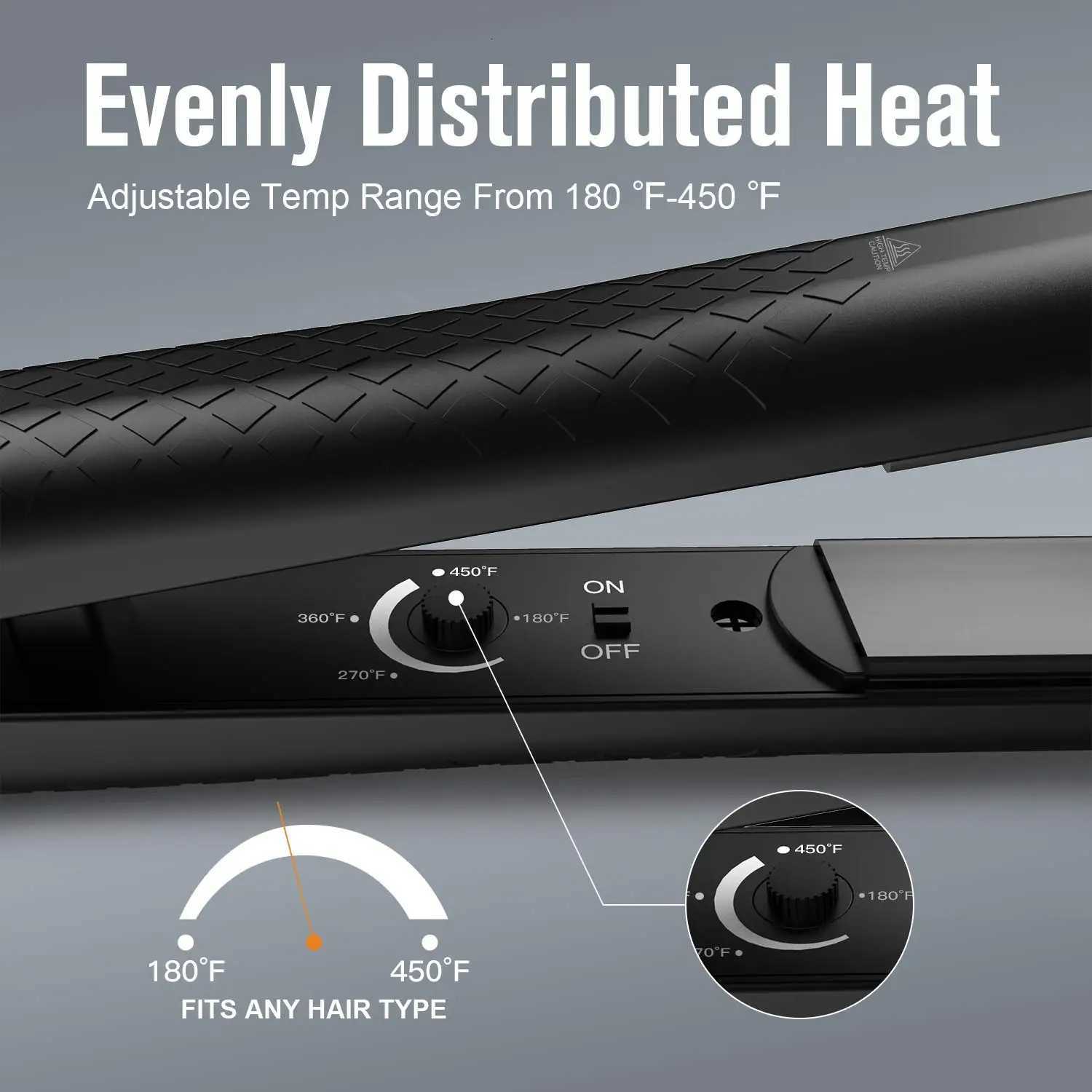 KIPOZI 1 Inch Hair Straightener Ceramic Flat Iron Adjustable Temp Straightens and Curls180-450 Dual Voltage BlackT251122