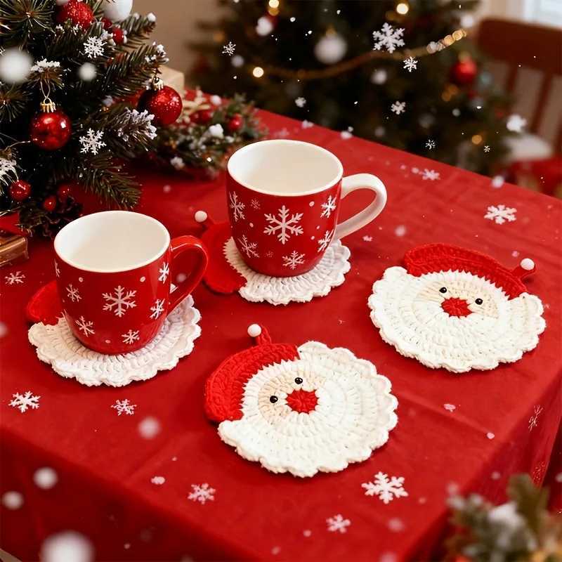 1PCS Christmas Hand-Woven Table Mat Thermal Insulation Anti-Scalding Placemat for Bowls Tea Cups Hot Pots C251122