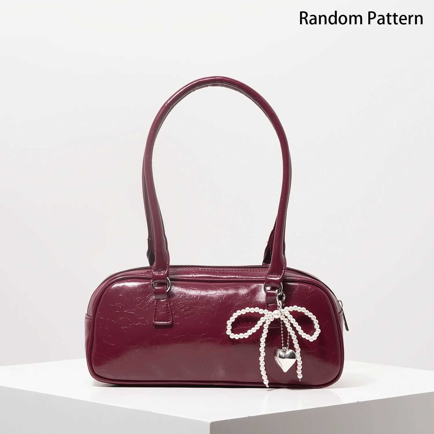 Premium Style Pu Shoulder Bag Suitable for Bowling Minimalist Womens Handbags Womens Work Bags Elegant Womens Bags Burgundy WalletsW250420