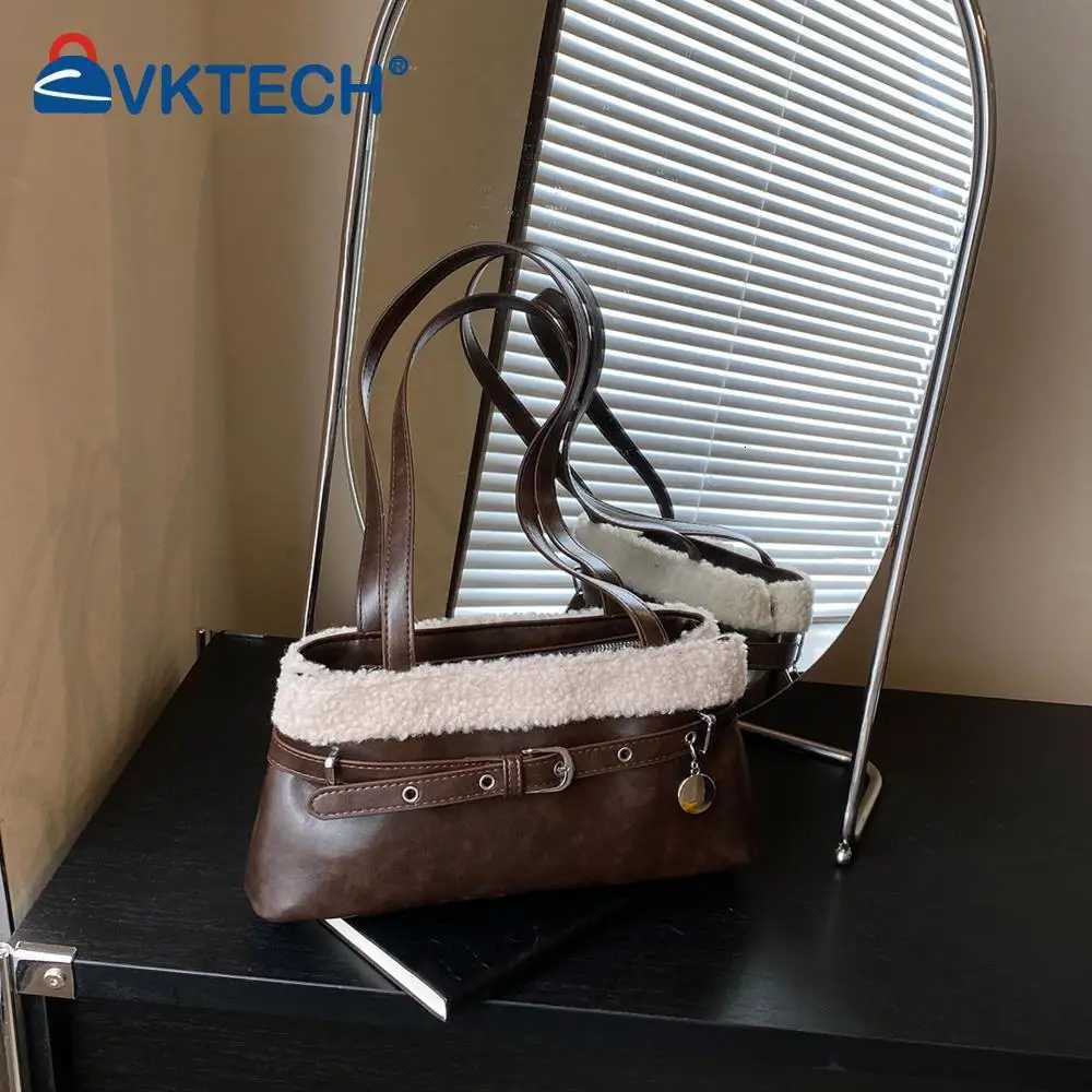 Women PU Lambswool StiTChing Y2K Underarm Purse with Belt Small SaTChel Tote Bag Handbag for Daily School Travel K251121
