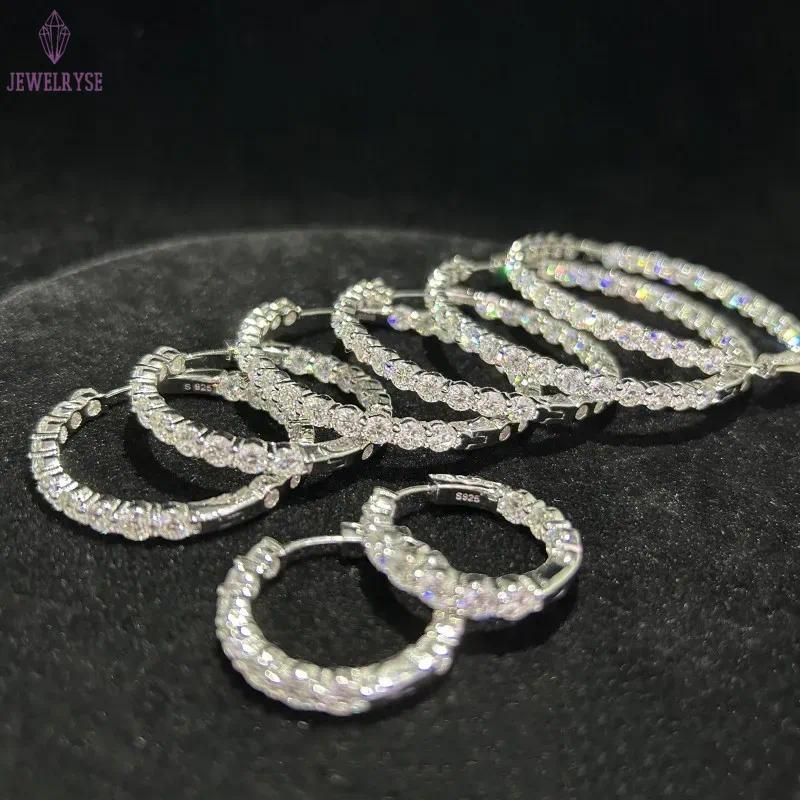 25mm-55mm Diameter Allergic Free 925 Sterling Silver Bling Moissanite Hoops Earrings Nice Gift for Girls Women Party Wedding