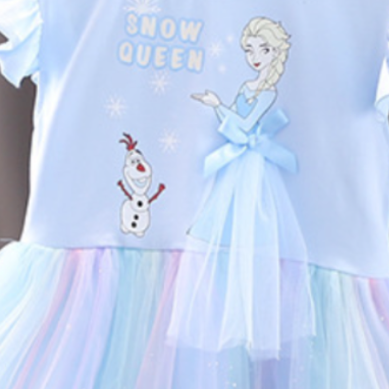 DISNEY girls designer clothes Frozen Elsa princess Skirt Netting Princess Dress for Baby Girls Summer children's skirt Puff-sleeved designer summ