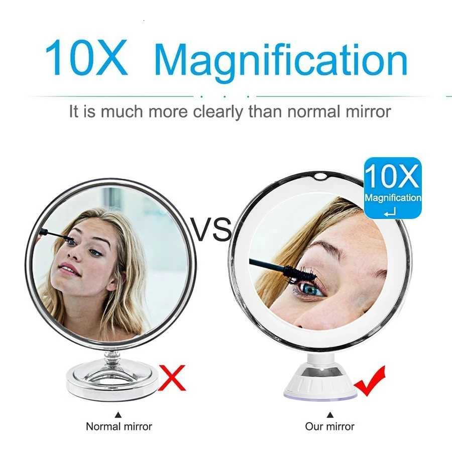 10X Magnifying Makeup Mirror with LED Light Adjustable HD Vanity Mirror 360 Degree Rotatable Bedroom Bathroom Cosmetic Mirror M251122