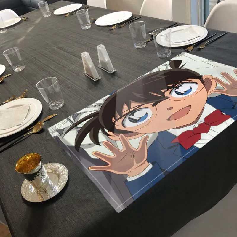 Anime Detective Conan Kitchen Placemat Cotton Linen Dining Table Mats Bohemian Coaster Pad Bowl Cup Mat Home Decor C251122