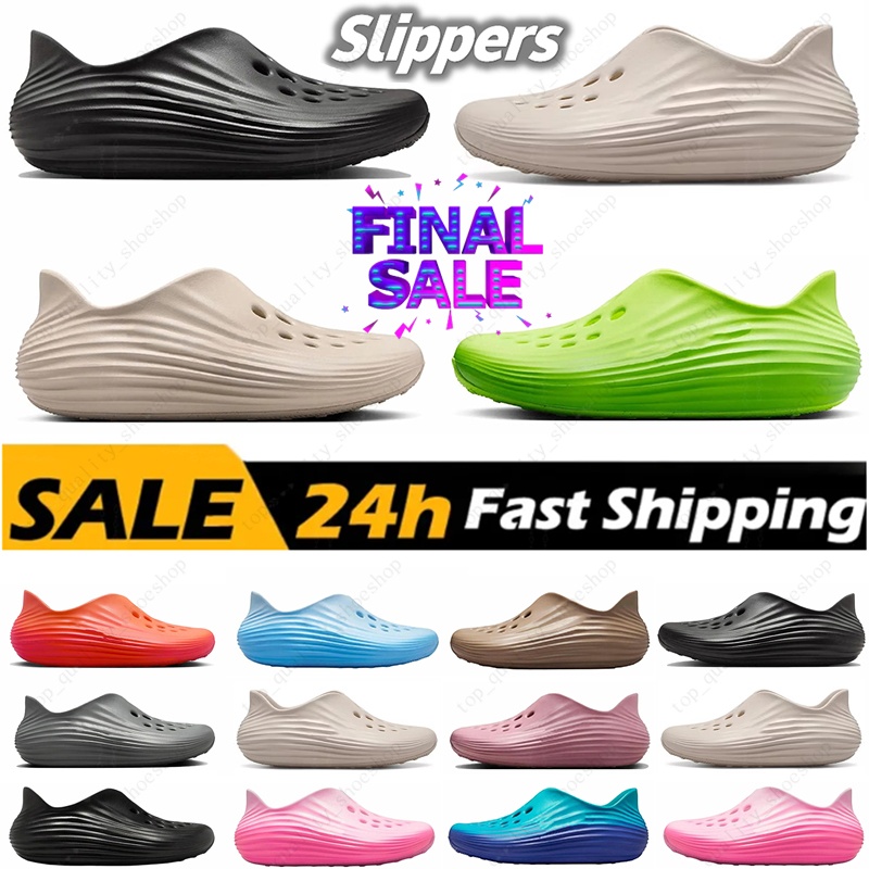 free shipping Slippers Designer ReactX Rejuven8 Khaki Pinksicle Light Orewood Brown Safety Orange Triple Black Smoke Grey slippers for women men slipper outdoor