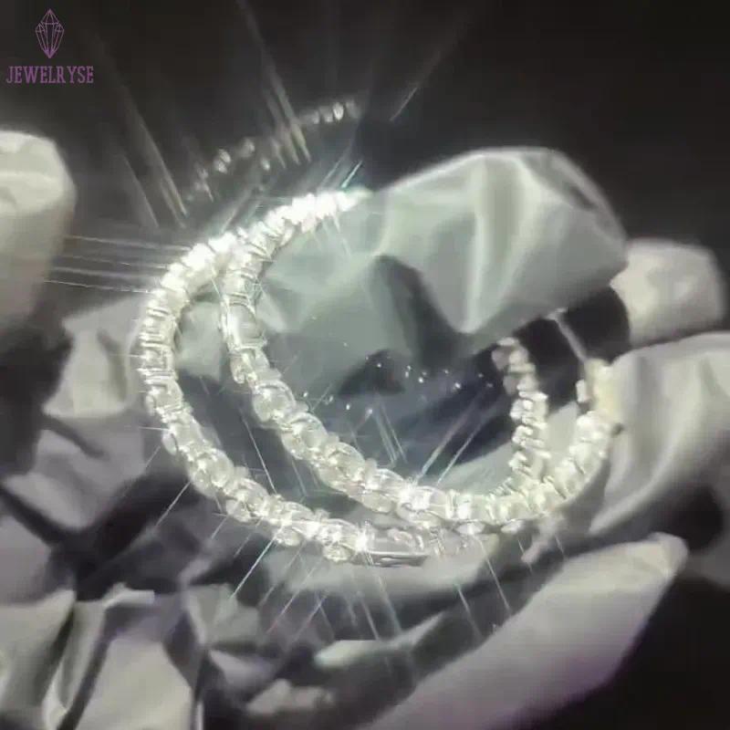 25mm-55mm Diameter Allergic Free 925 Sterling Silver Bling Moissanite Hoops Earrings Nice Gift for Girls Women Party Wedding