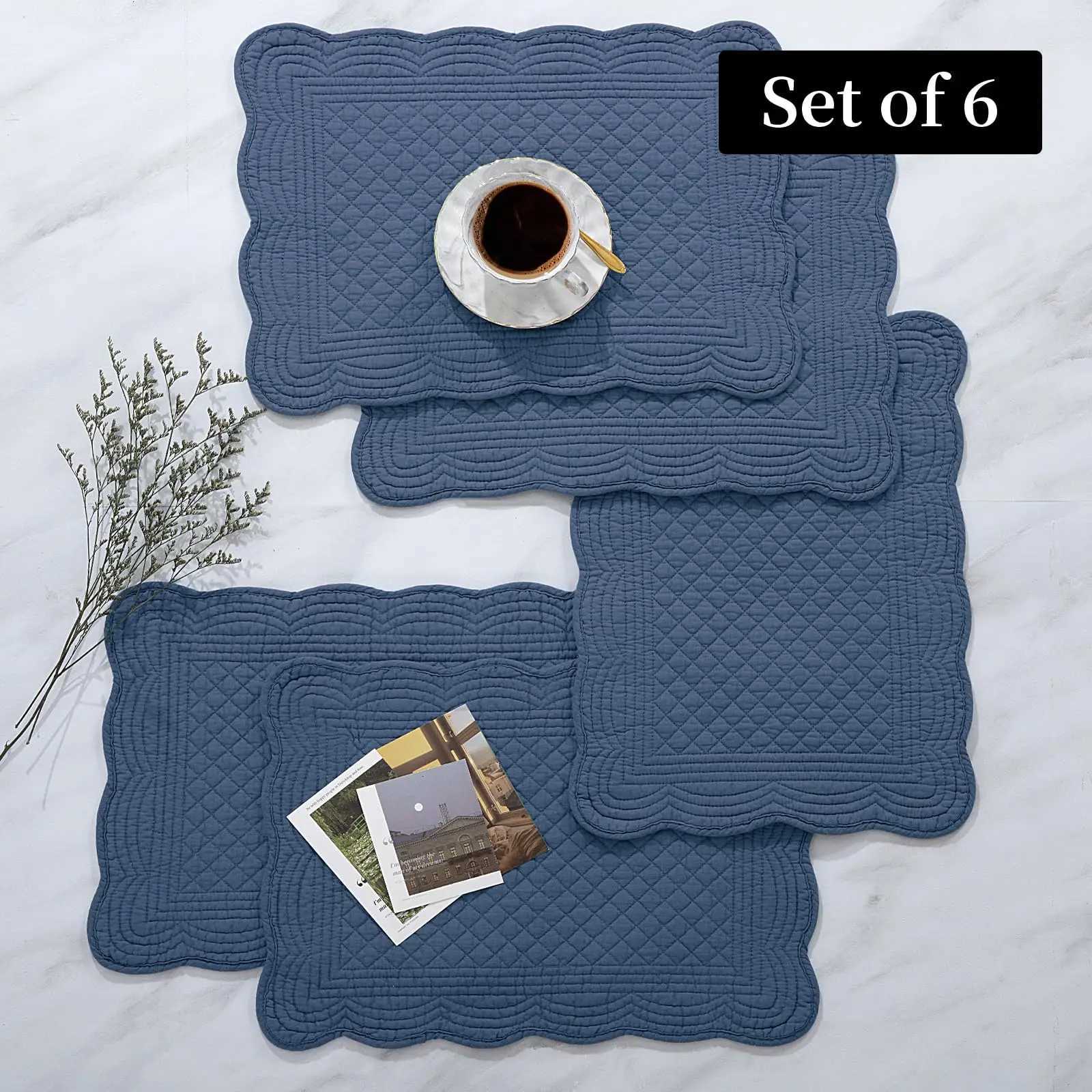 Quilted Placemats Washable-13x18 inches Rectangular Placemats for Kitchen Table-100 Cotton Fabric Rectangular Table Mats C251122