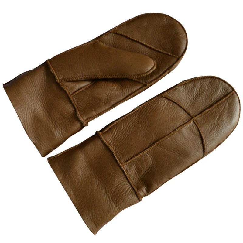 High Quality Women Sheepskin Mittens Winter Keep Warm Leather Gloves Real Thick Fur Womens gloves 251114