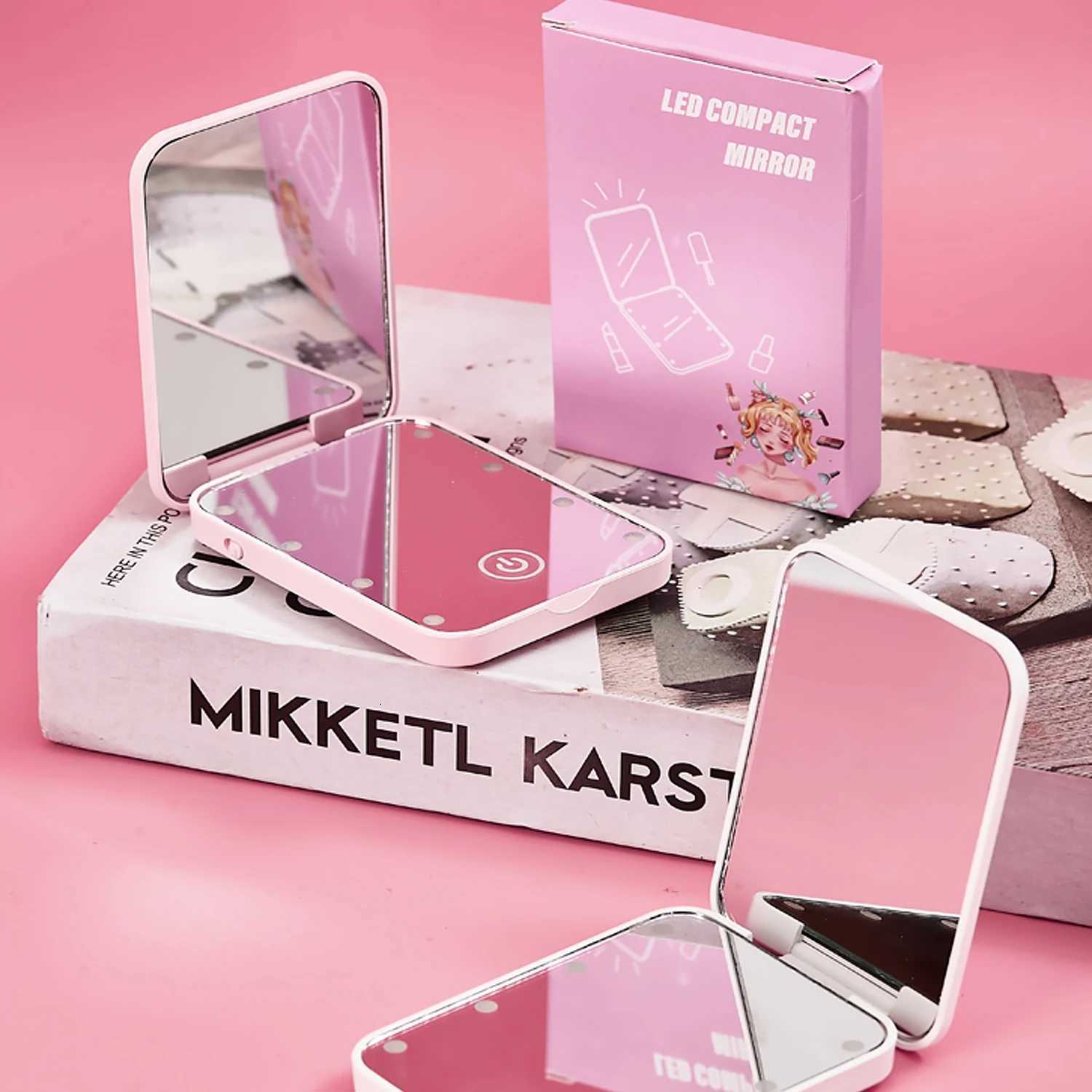 LED makeup mirror Compact Small Folding makeup mirror Portable travel makeup mirror Exquisite Womens Gift M251122