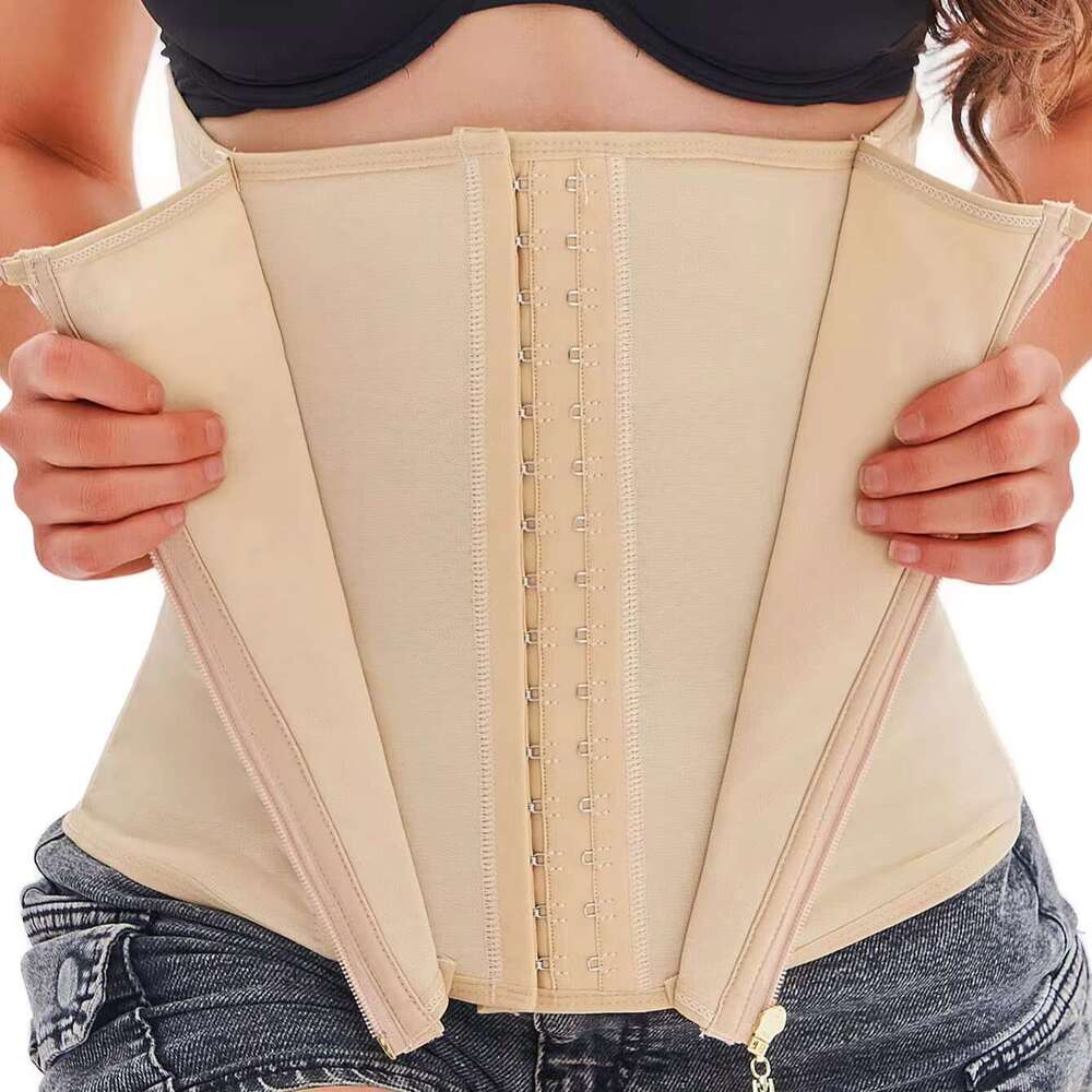 DHessentials Hourglass style female trainer, high compression Columbia waist cincher, with elastic band, steel zipper, body and abdominal shaping devi