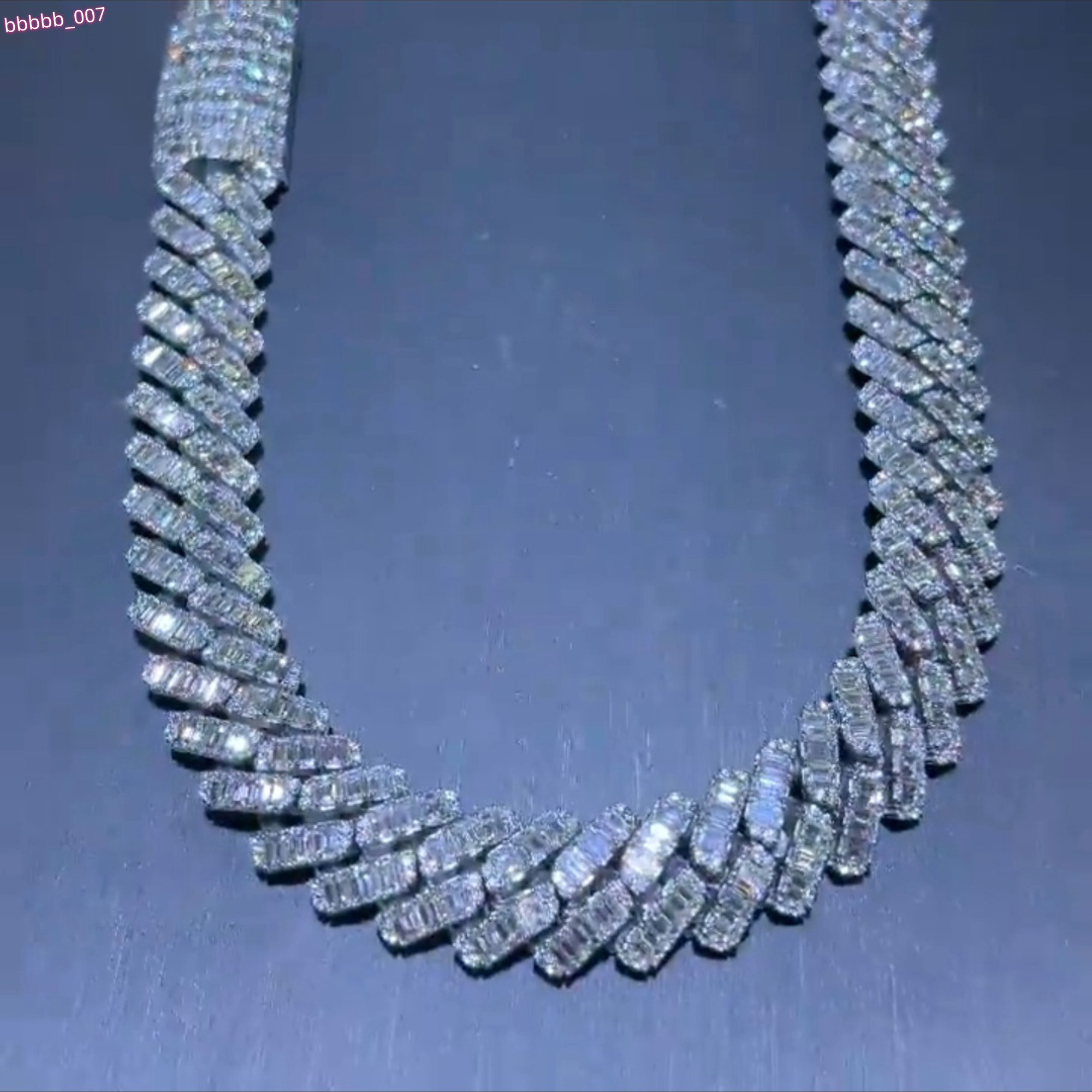 High Quality Customized 18 mm Cuban Link Moissanite Diamond Chain 925 Sterling Silver White Gold Diamond Chain