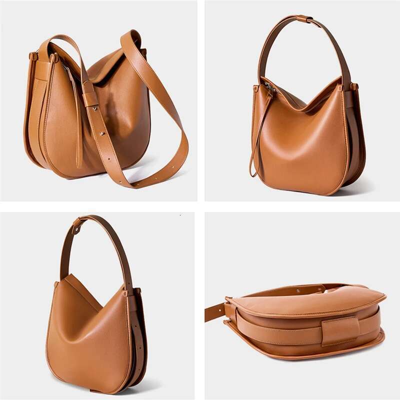 Hifashion Genuine Leather Underarm Shoulder Bags For Women Trend Designer Crescent Crossbody Purses Hobo Ladies Handbags Bag Bag