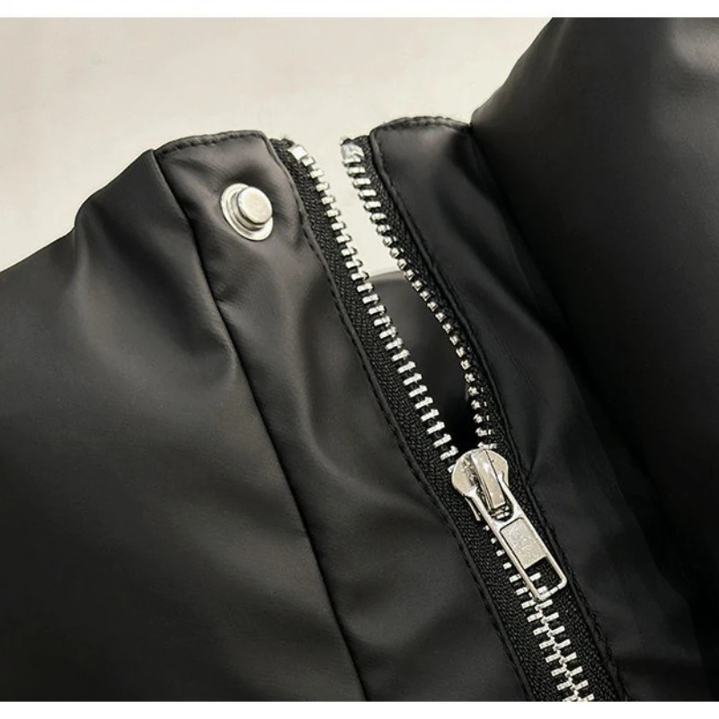 Outdoor WaterResistant Mens Winter Short Puffer Jacket Black KhakiBeige M4XL PU Leather Trim Boxy Cropped Fit 251110