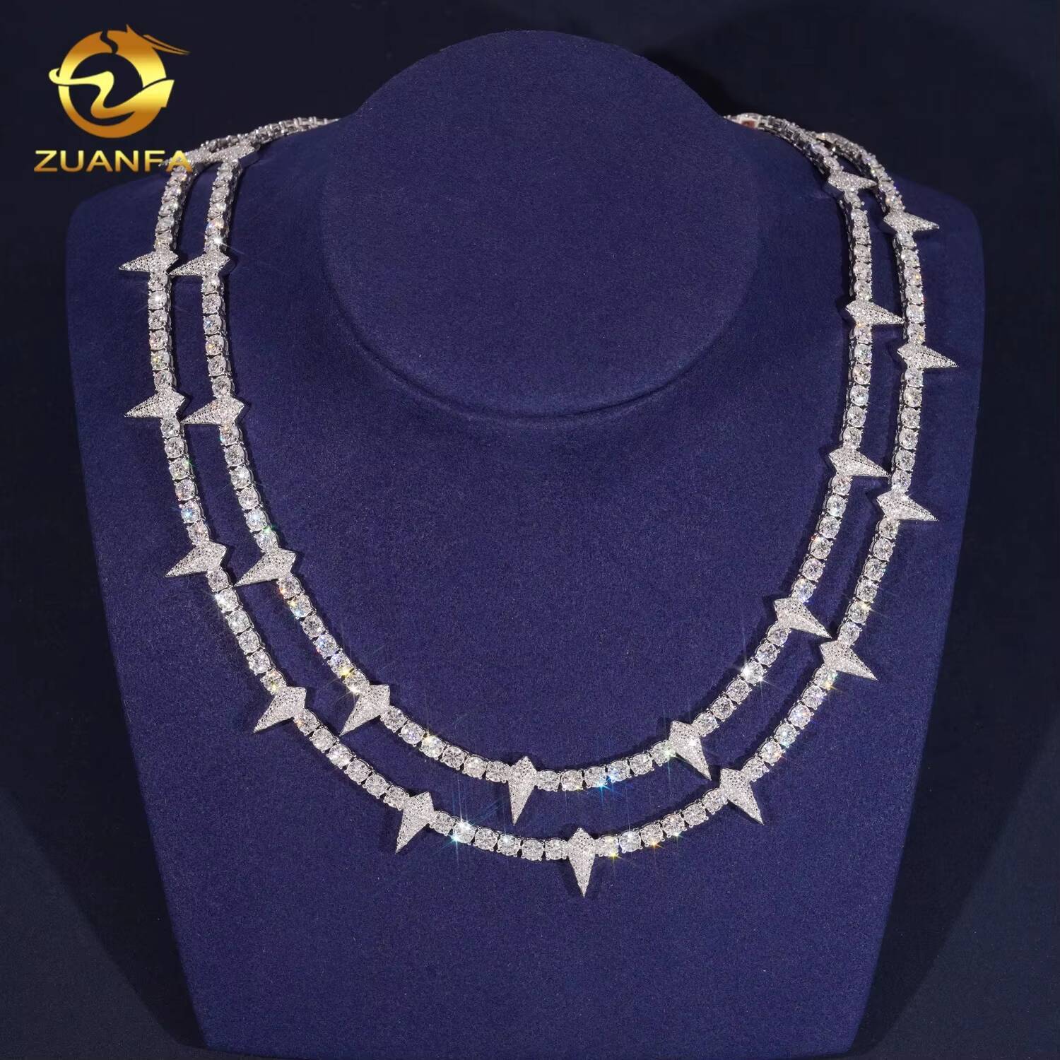 Hip Hop Jewelry Luxury High Quality 925 Silver Thorn 4mm VVS Moissanite Tennis Chains Necklace