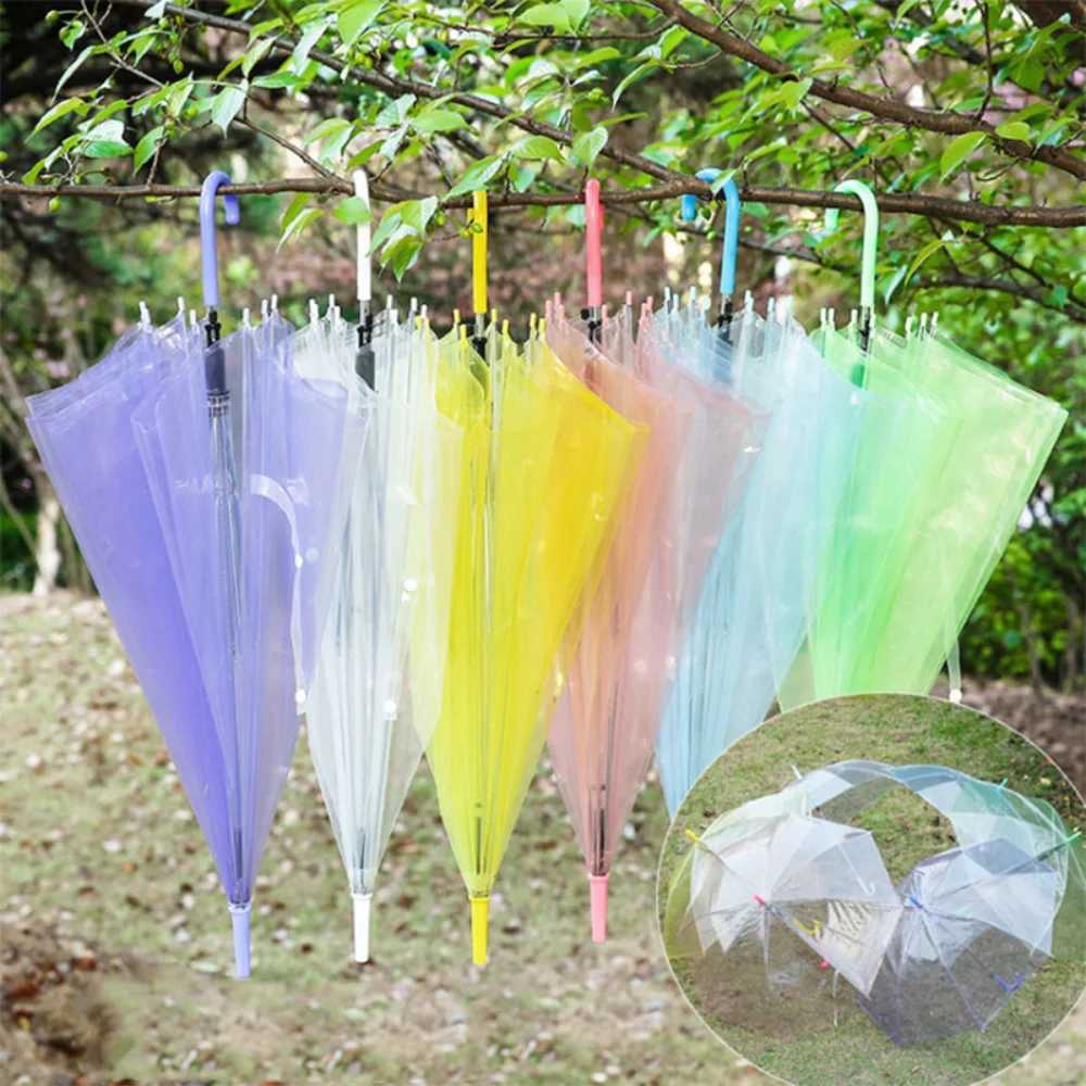 Transparent Umbrella Women Long Handle J Hook Beach Uv Girl Windproof And Rainproof Long Aesthetic Umbrella Not Easy To DeformM251122