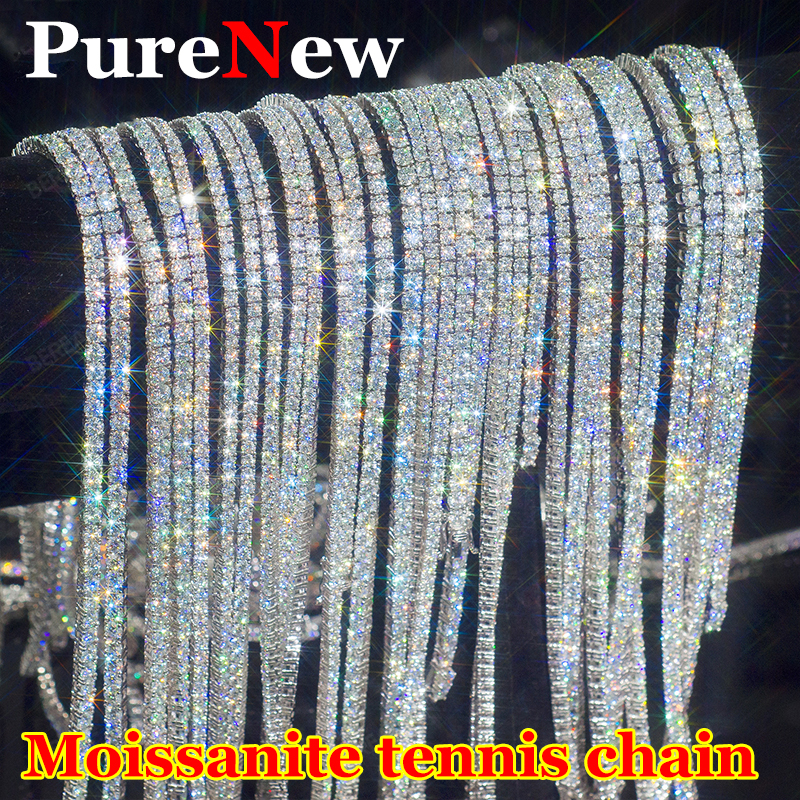 New Hip Hop Full Tennis For Women and Men Original Sterling Sier Unisex Moissanite Chain Christmas Gift