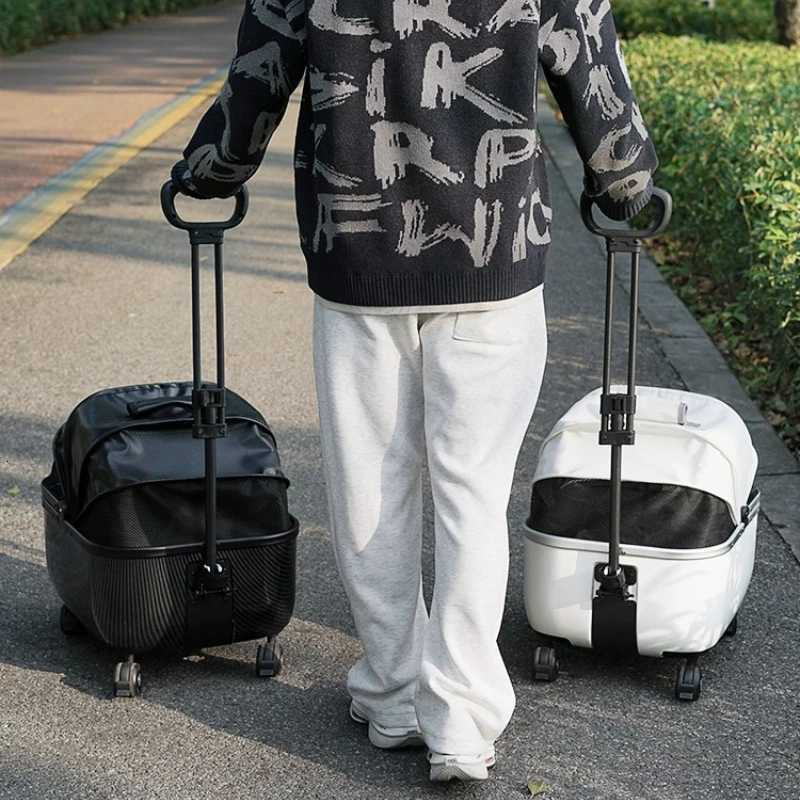Stylish Pet Stroller for Dogs and Cats Large Capacity Cat Travel Carrier Telescopic Pull Rod Dog Trolley Spacious Pet Push CartM251122