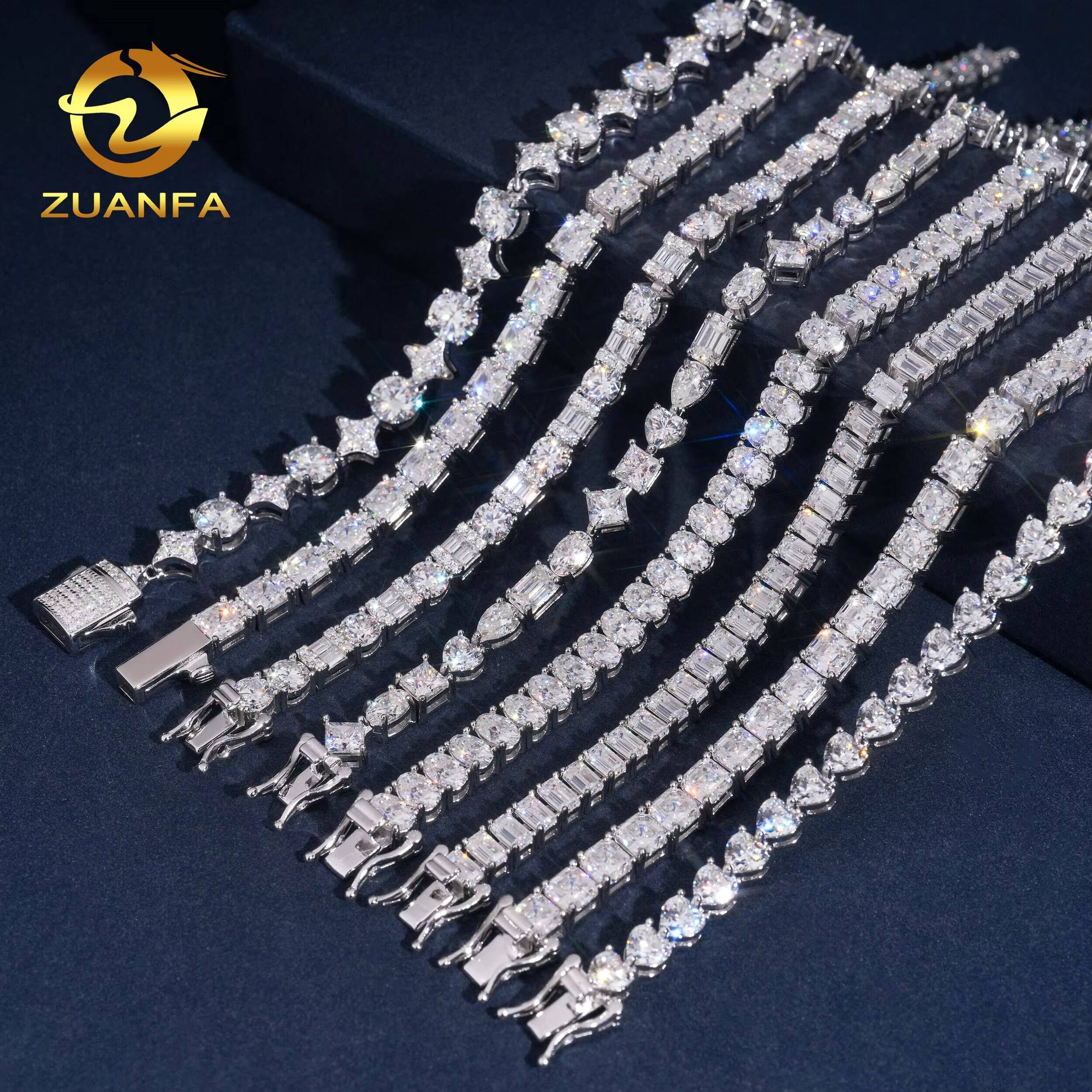 Pass Diamond Tester 925 Sterling Silver Luxury Fashion Fancy Shape Moissanite Tennis Bracelet