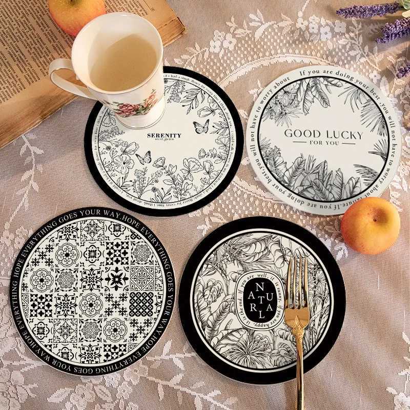 designer Retro Coaster Waterproof Round Dining Table Mat Oil Proof Plate Pad Water Cup Pad Home Decor Desktop Insulation Heat Pot Mat C251122