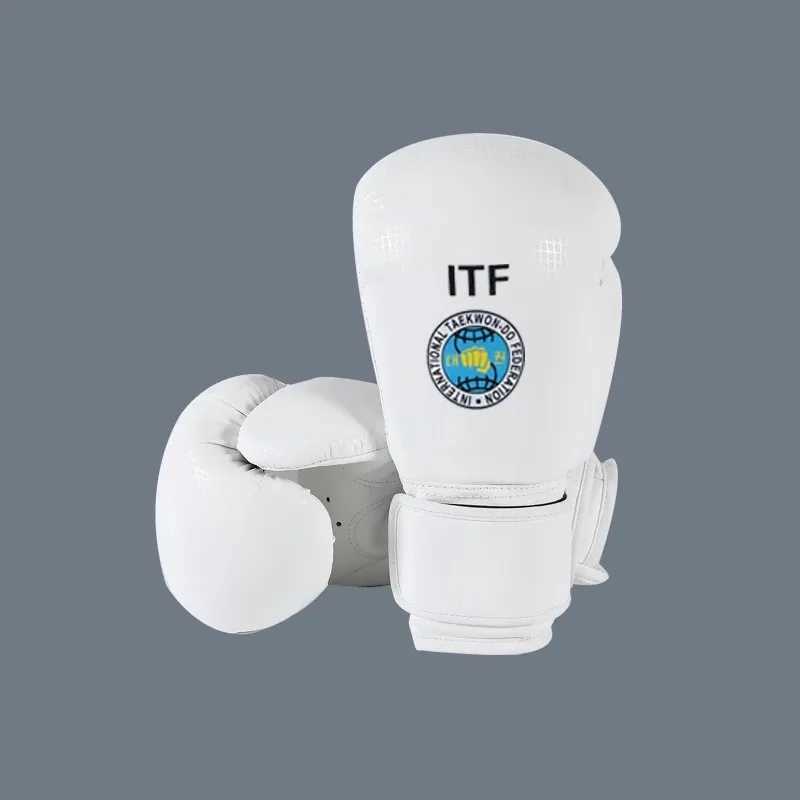 Professional white ITF gloves shoes Taekwondo protectors adult and childrens TKD ankle instant foot protection set boxing gloves competitionXJ250422