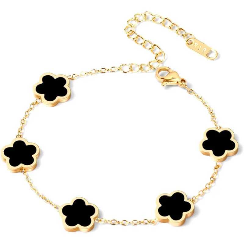 Hot Selling Plant Five Leaf Plum Blossom Stainless Steel Bracelet For Womens Jewelry Waterproof High-Quality Gift Clover J251122