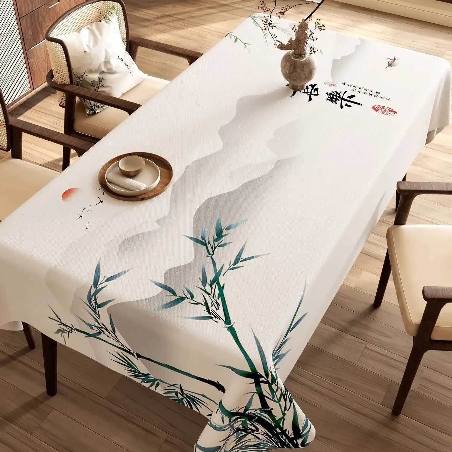 Chinese Landscape Printed Table Cloth High End Chinese Style Tea Table Cover Cloth Flower Landscape Lint Dustproof Table Mat C251122