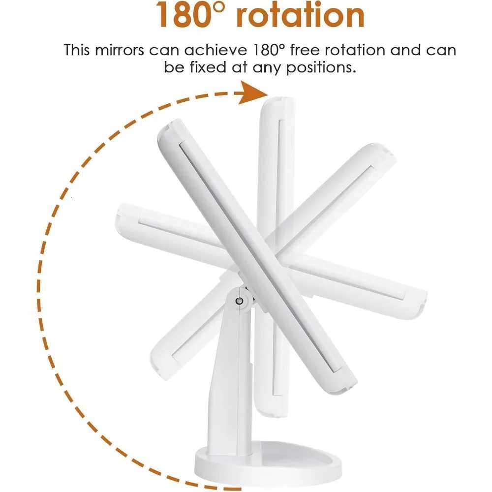 Vanity Makeup Mirror with Light 2X/3X/10X Magnification Lighted Cosmetic Mirror Touch Control Trifold Dual Power Supply Portable M251122