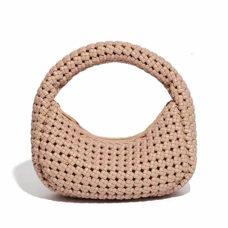 High Quality Textured Hollow Out Hobo Bag Woven Knotted Handmade Women Handbag Lady Purse Shoulder Bag Female Casual Bag K251121