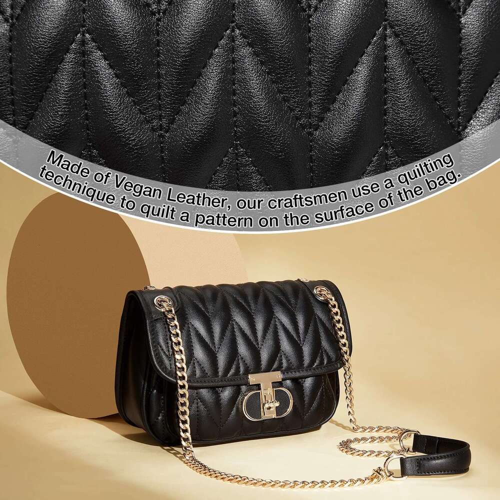 FOXER Women Leather Shoulder Bag Lady Classic Quilted Chain Crossbody Handbag Chrismas Valentine S Day Gift Bag