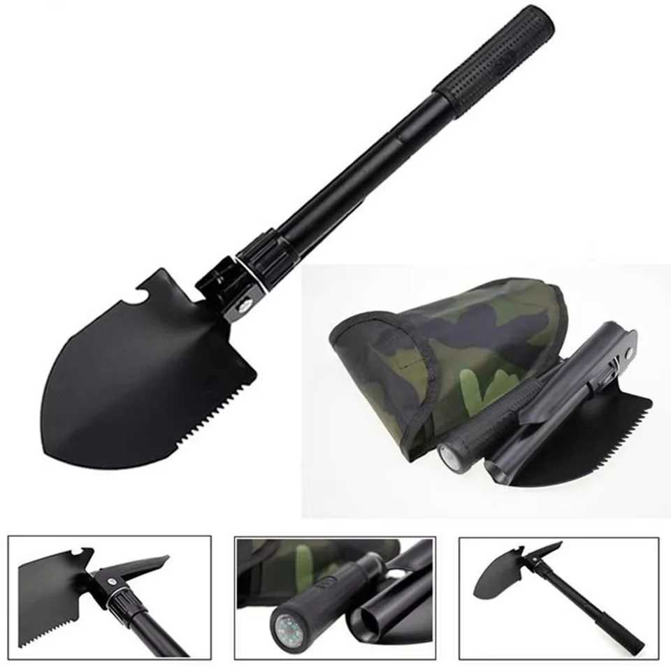 Multifunctional folding shovel snow scraping military survival telescope spades for hiking backpacking outdoor adventure J251121