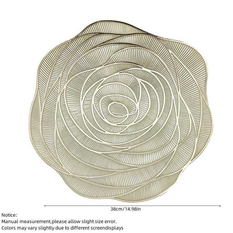 15 New American Light Luxury Hot Gold Cup Cushion PVC Round Rose Hollowing Out Meal Mat Table Mats Decoration Accessories C251122